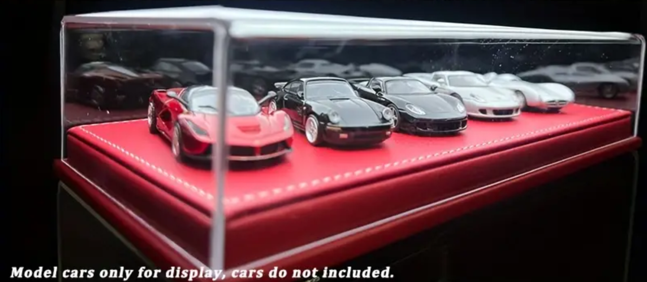 オートアート。ジープ 1/64 Red Leather Base Acrylic Cover Model Car Display Case