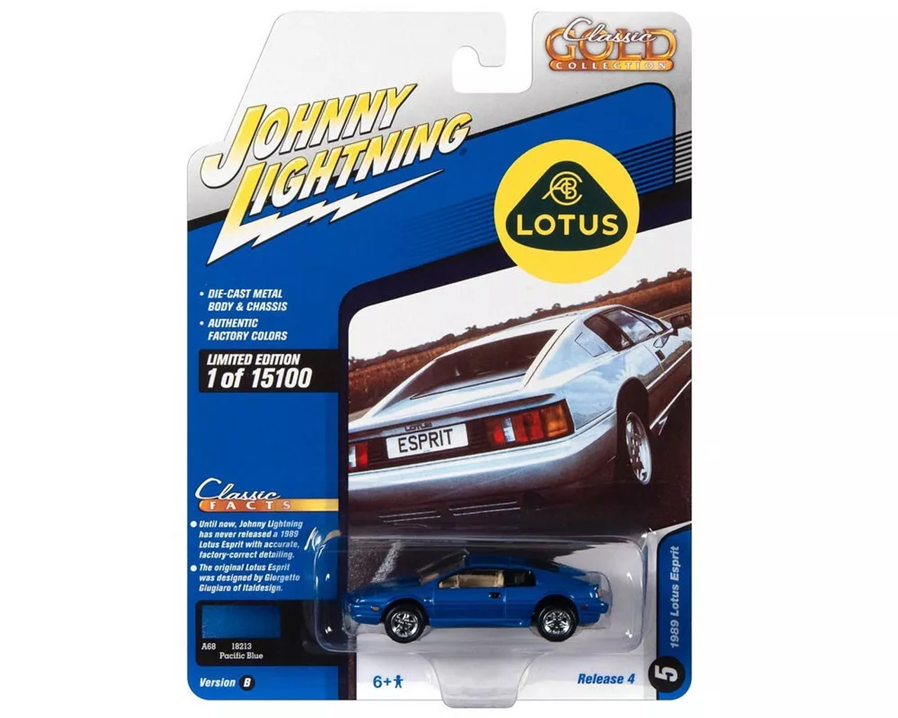 1/64 Johnny Lightning 1989 Lotus Espirit (Blue) Diecast Car Model