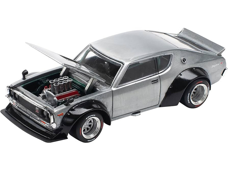 1/64 Poprace Nissan Skyline KPGC110 Kenmeri (Silver) Diecast Car