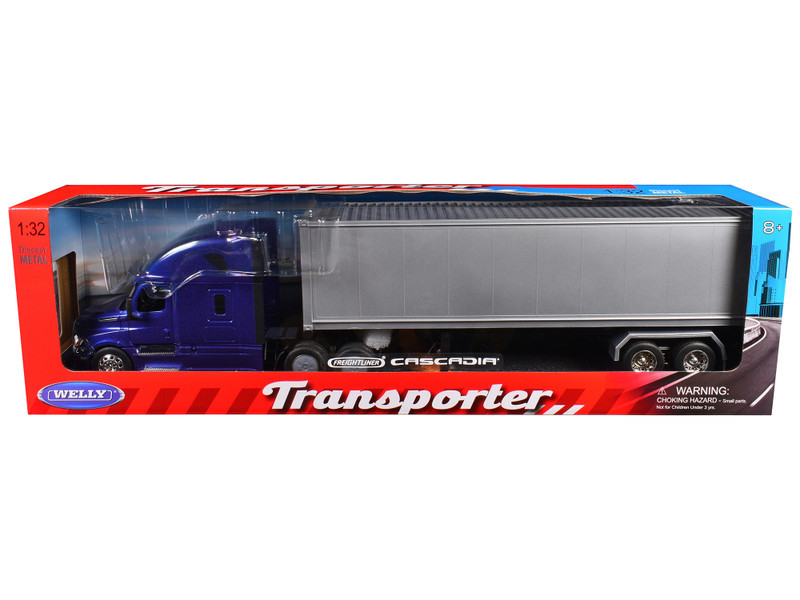 Freightliner Cascadia Truck Blue Metallic with Gray Container