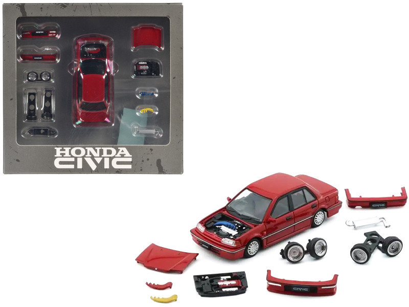 Honda Civic EF2 RHD (Right Hand Drive) Red with Accessories 1/64