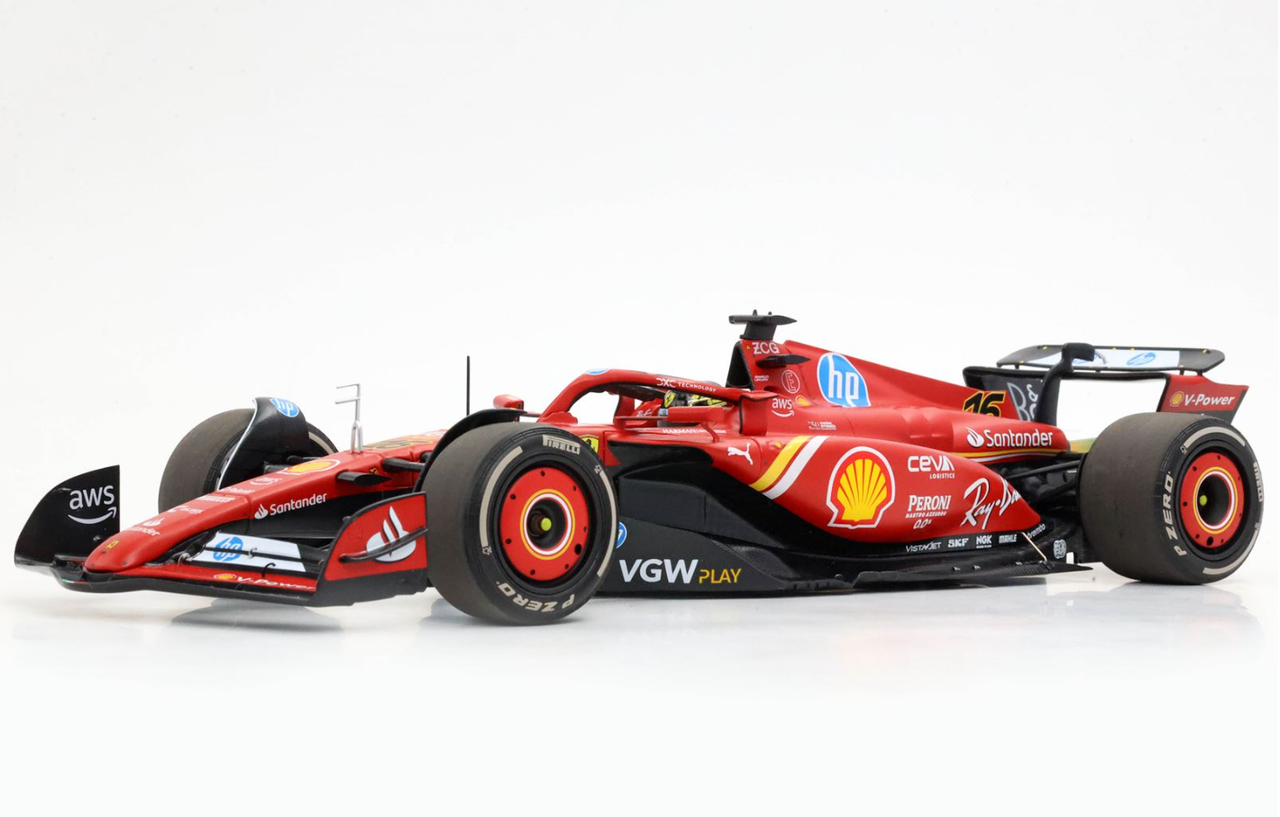 1/18 BBR 2024 Formula 1 Ferrari SF24 Italian GP Winner #16 Charles Leclerc Diecast Car Model with Luxury Package