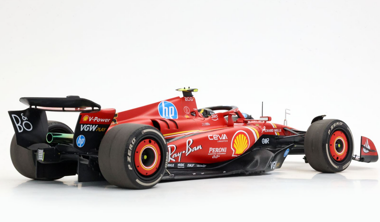 1/18 BBR 2024 Formula 1 Ferrari SF24 Italian GP 4th Place Carlos Sainz Diecast Car Model with Standard Package
