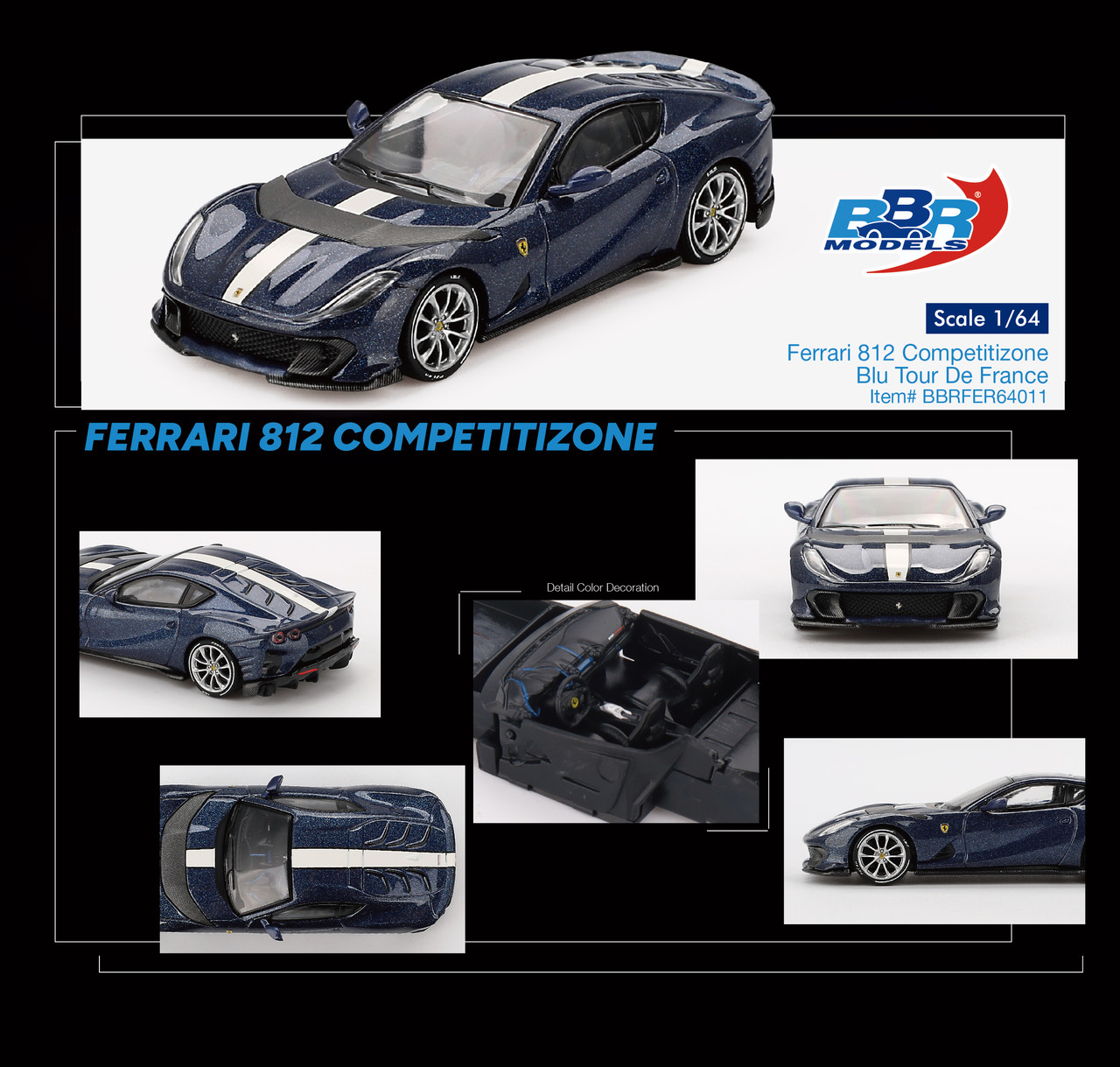 ♥ 1/18 BBR Ferrari 812 Competizione A (White Onda Marina Opaco