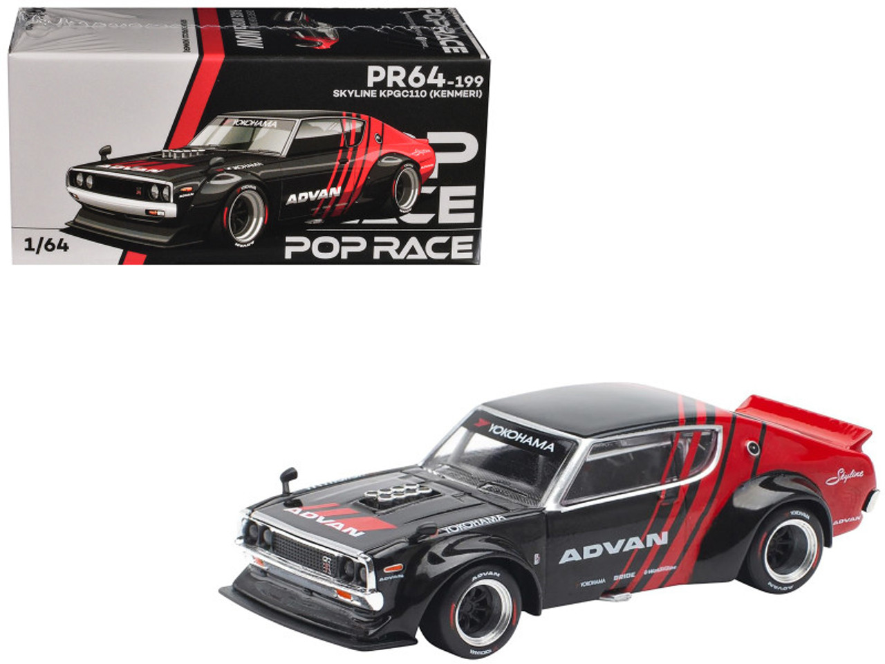 1/64 Poprace Nissan Skyline GT-R Drift Kenmeri Advan Livery