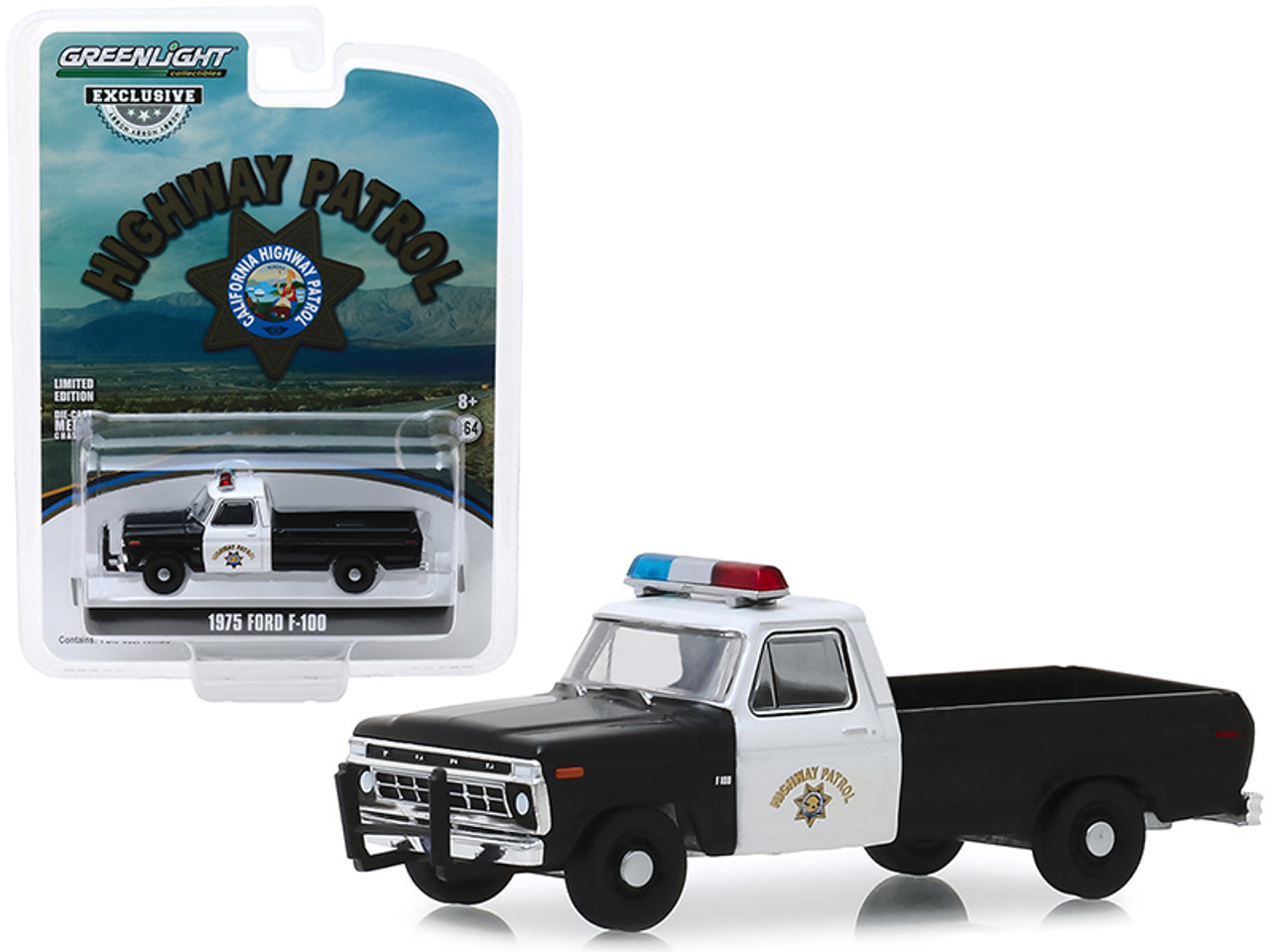 1975 Ford F-100 Pickup Truck "California Highway Patrol" (CHP) "Hobby Exclusive" 1/64 Diecast Model Car by Greenlight