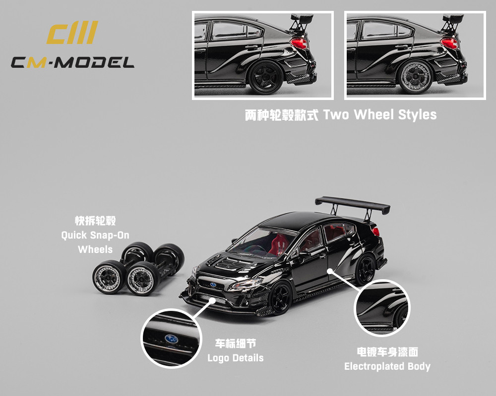 1/64 CM Model Subaru WRX Varis WideBody 2.0 (Chrome Black) Diecast