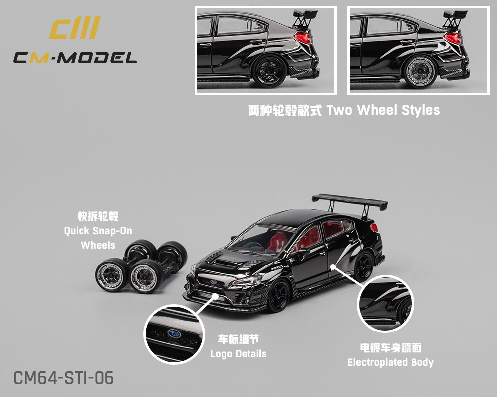 1/64 CM Model Subaru STi Varis WideBody 1.0 (Chrome Black) Diecast