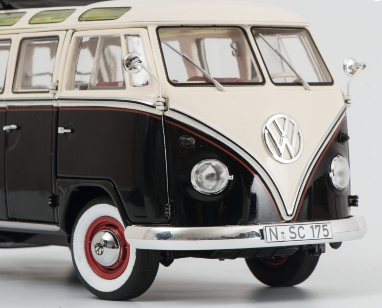 1/18 Schuco Volkswagen VW T1b Samba (Black / White) Diecast Car Model