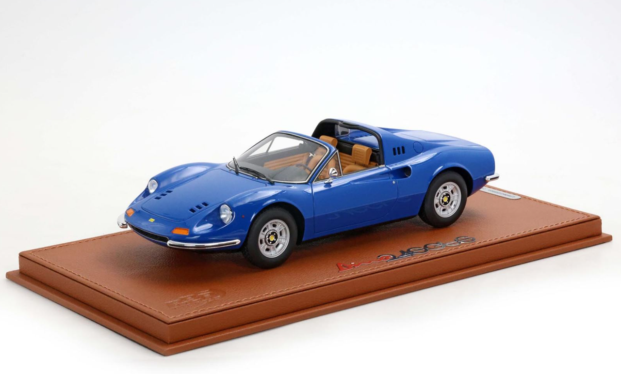 1/18 BBR 1972 Ferrari Dino 246 GTS (Dino Blue with Beige Interior) Car Model