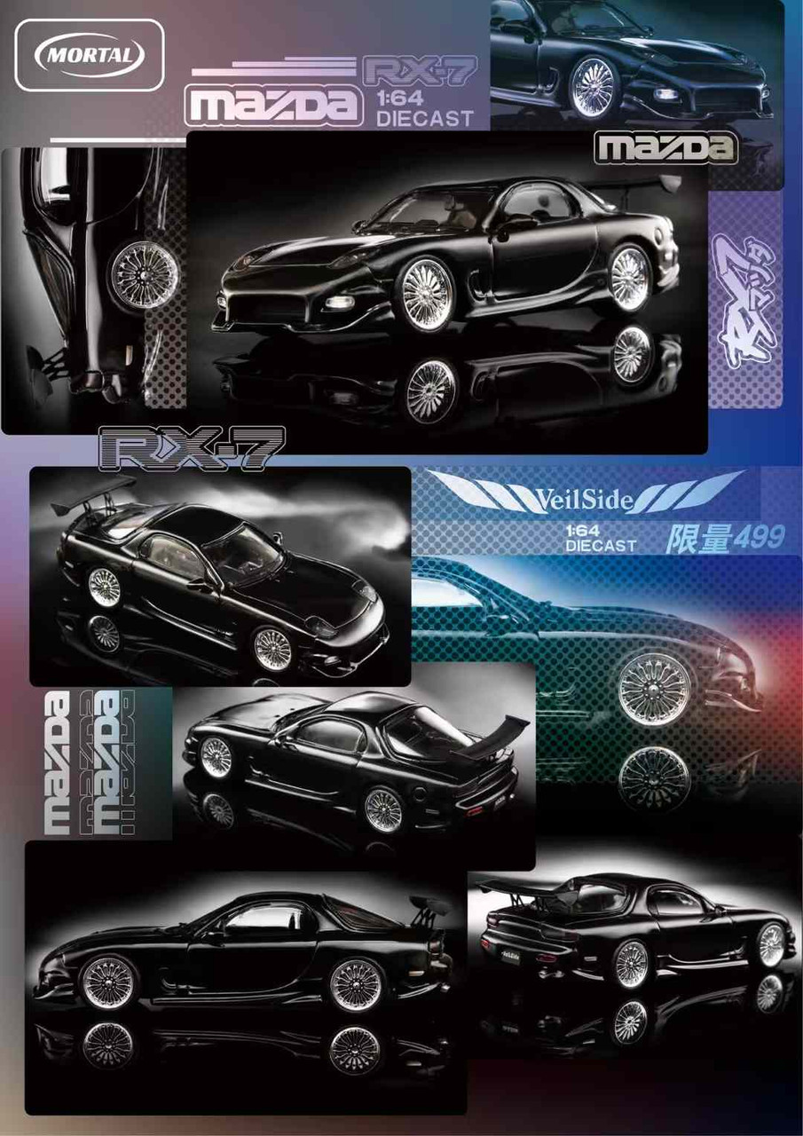 その他 Te3 1/64 Mortal Mazda RX-7 RX7 Veilside (Black) Diecast Car