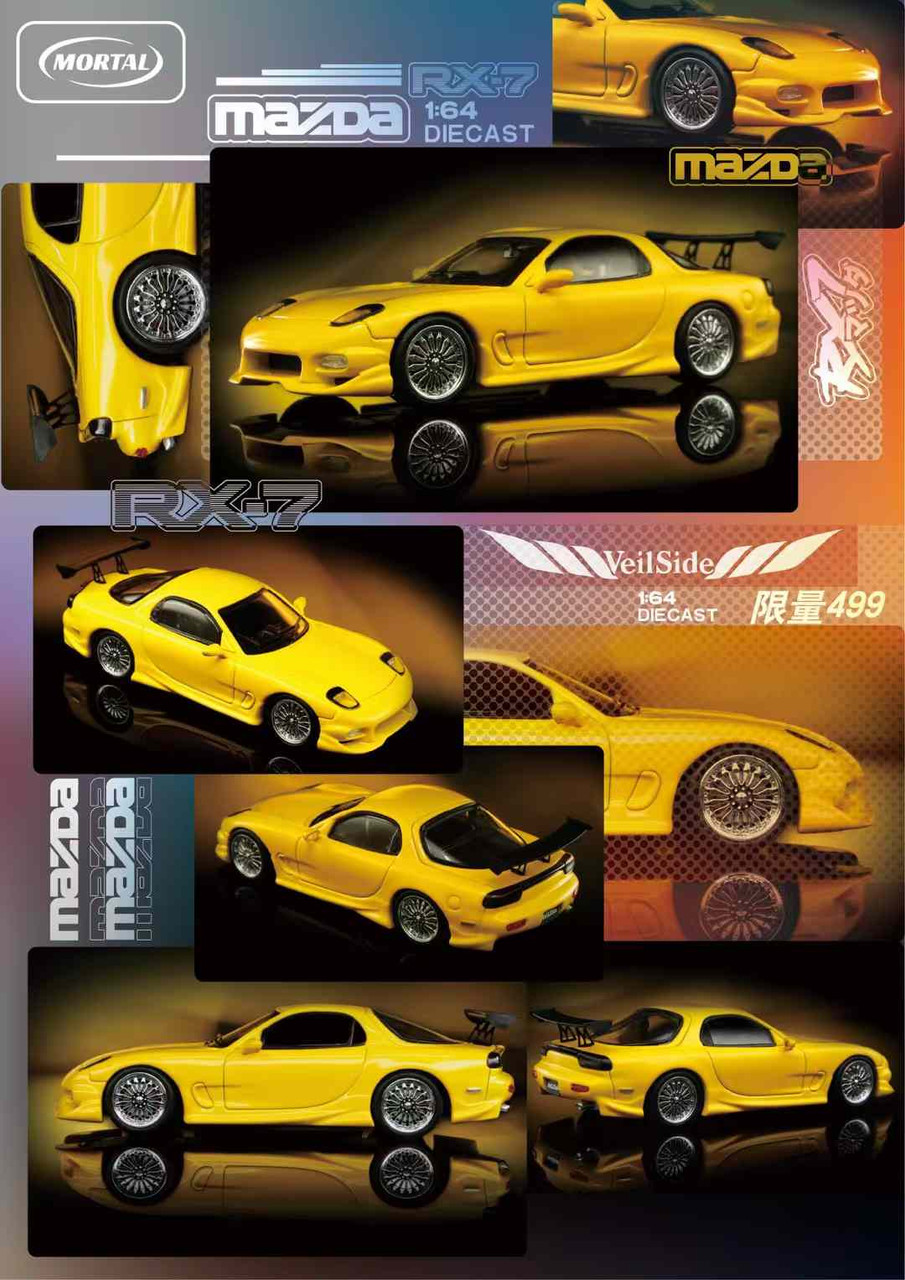 【コメット】 1/64 Mortal Mazda RX-7 RX7 Veilside (Yellow) Diecast Car Model