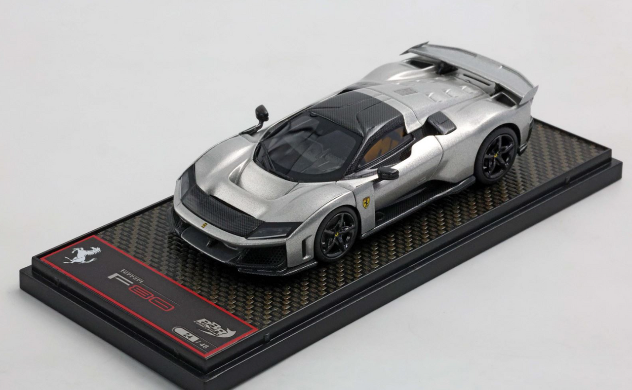 1/43 BBR Ferrari F80 Optional Carbon (Glossy Aluminum Silver with Carbon Rims) Car Model Limited 48 Pieces