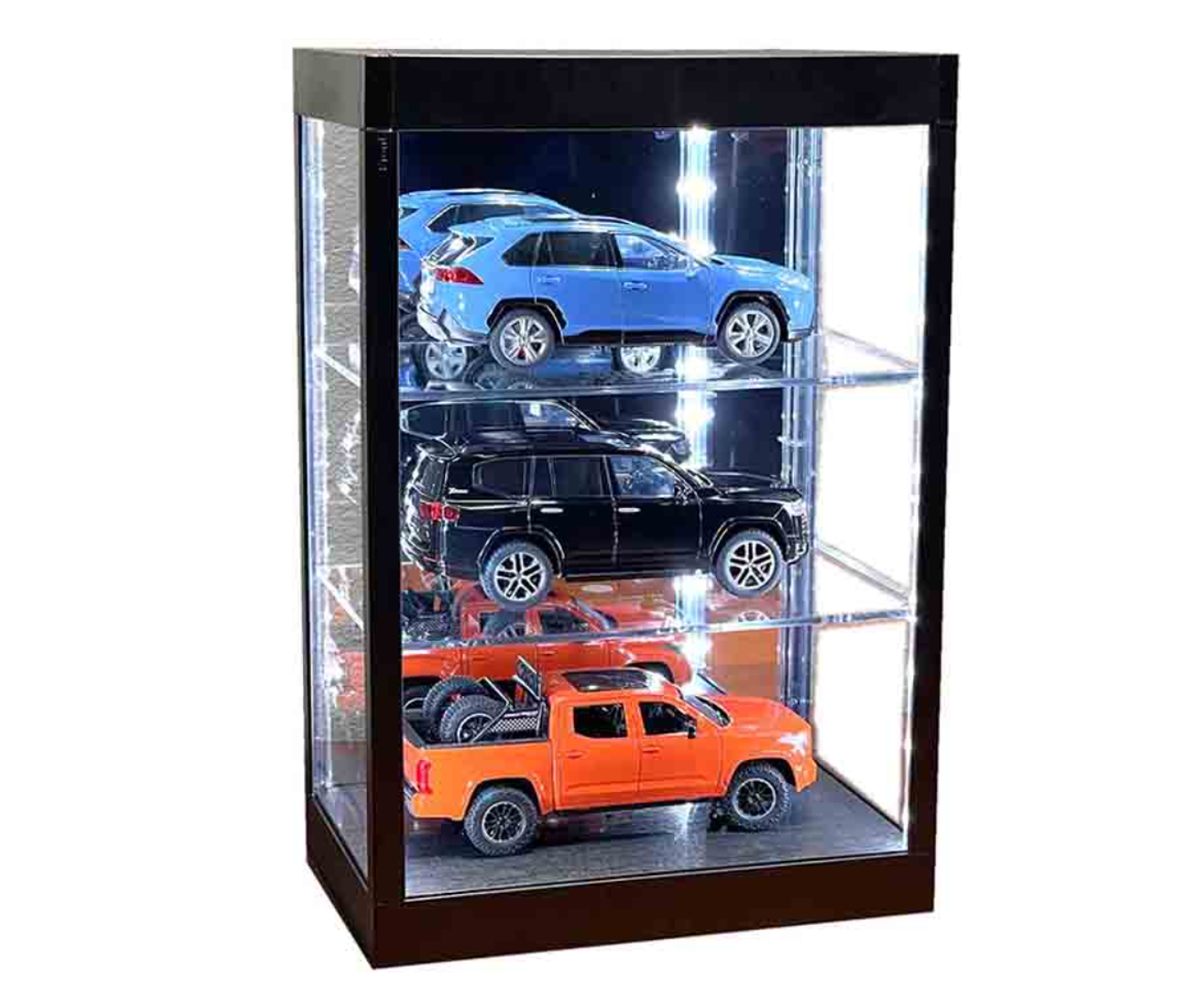 Showcase 3-Tier Collectible USB Powered LED Display Case with Top & Front Lighting (models & figures NOT included)