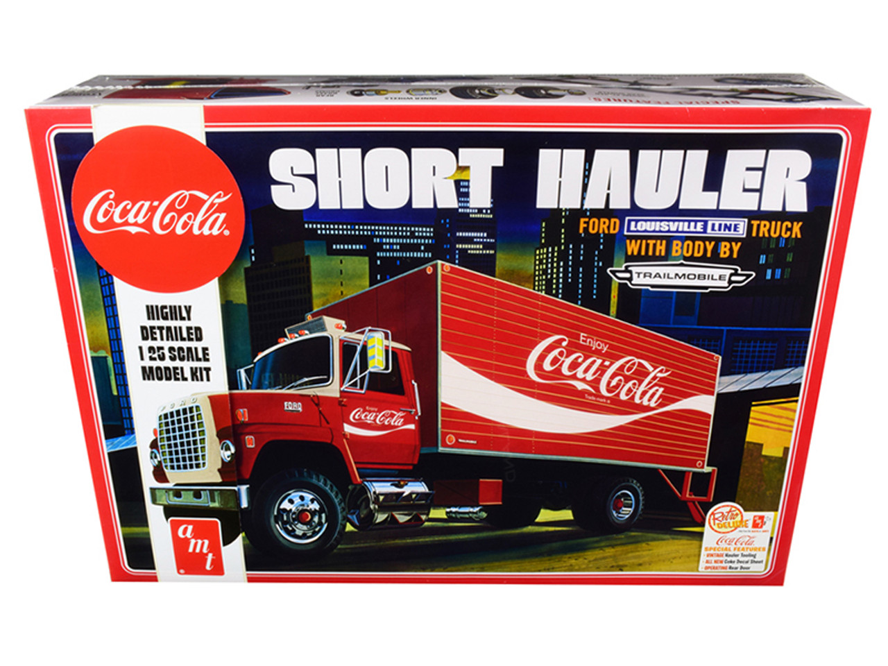 Skill 3 Model Kit Ford Louisville Line Short Hauler Truck with Trailmobile Body "Coca-Cola" 1/25 Scale Model by AMT