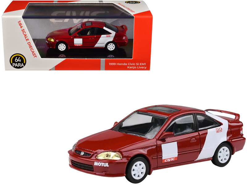 1/64 Paragon 1999 Honda Civic Si Coupe EM1 Kanjo Livery Diecast