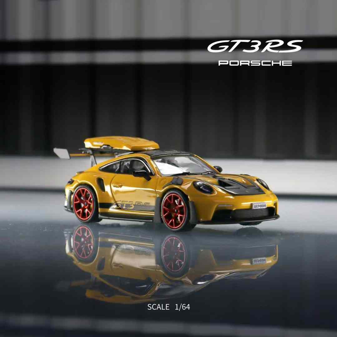 1/64 LMLF Porsche 911 992 GT3 RS with Luggage (Yellow) Car