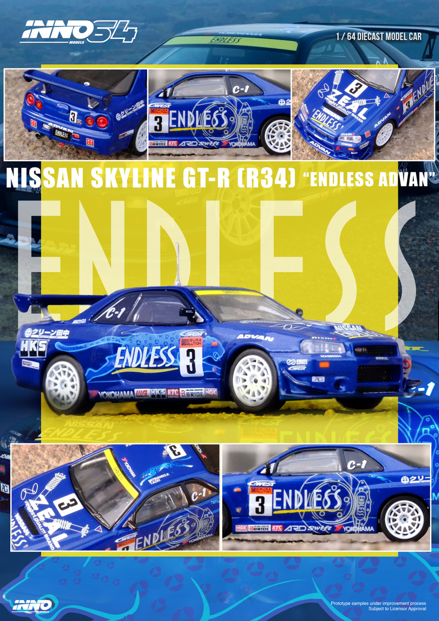 1/64 Inno 2002 Nissan Skyline GT-R GTR R34 #3 Endless Advan Super
