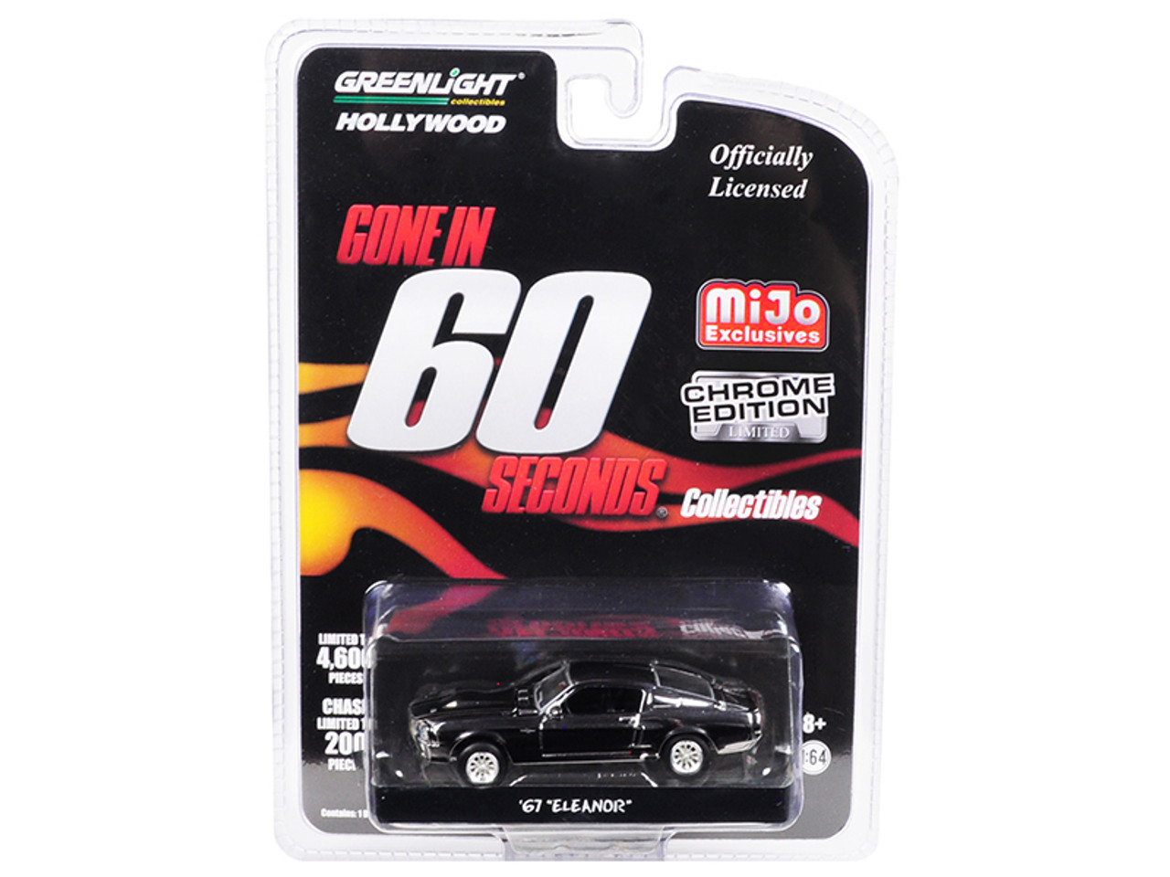 1967 Ford Mustang Custom Movie Star "Eleanor" Chrome with Black Stripes Edition "Gone in 60 Seconds" (2000) Movie Limited Edition to 4,600 pieces Worldwide 1/64 Diecast Model Car by Greenlight