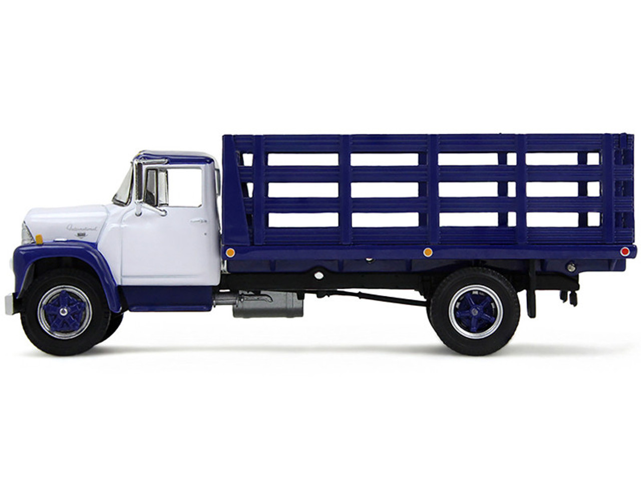 1/64 First Gear 1970s International Loadstar Stake Truck (Navy Blue & White) Diecast Car Model