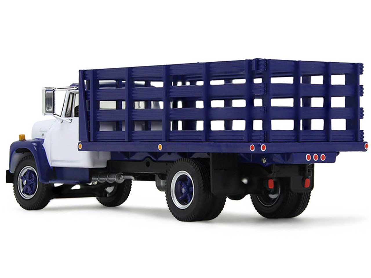 1/64 First Gear 1970s International Loadstar Stake Truck (Navy Blue & White) Diecast Car Model