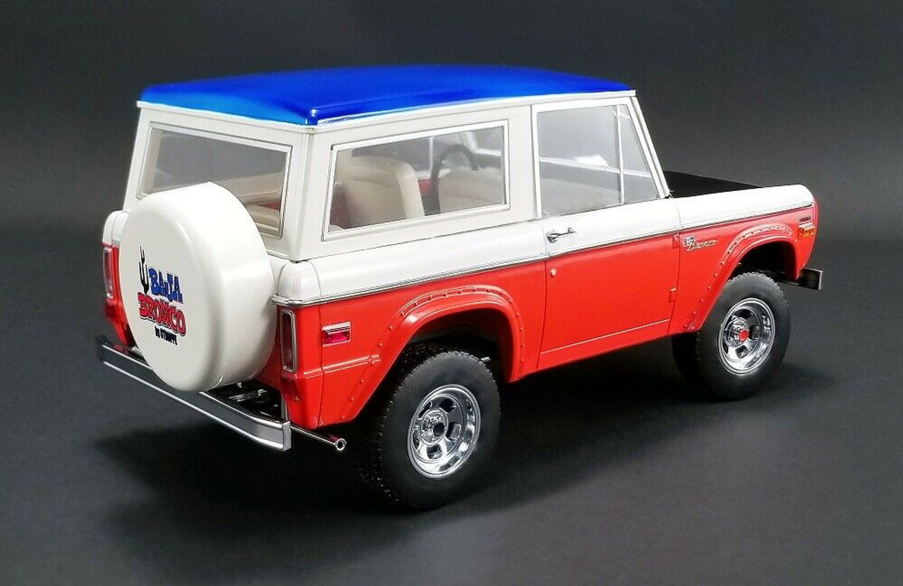 1/18 ACME 1971 Ford Baja Bronco (Red/White with Blue Top & Black