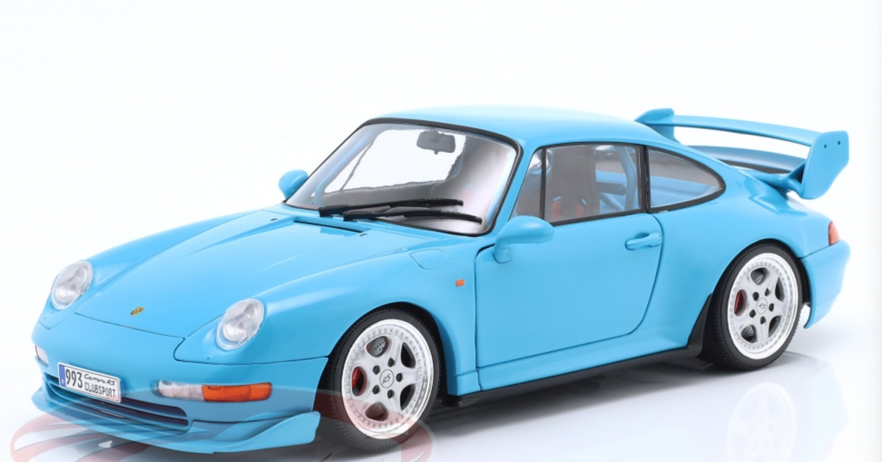 1/18 Solido 1997 Porsche 911 993 Clubsport (Riviera Blue) Diecast Car Model