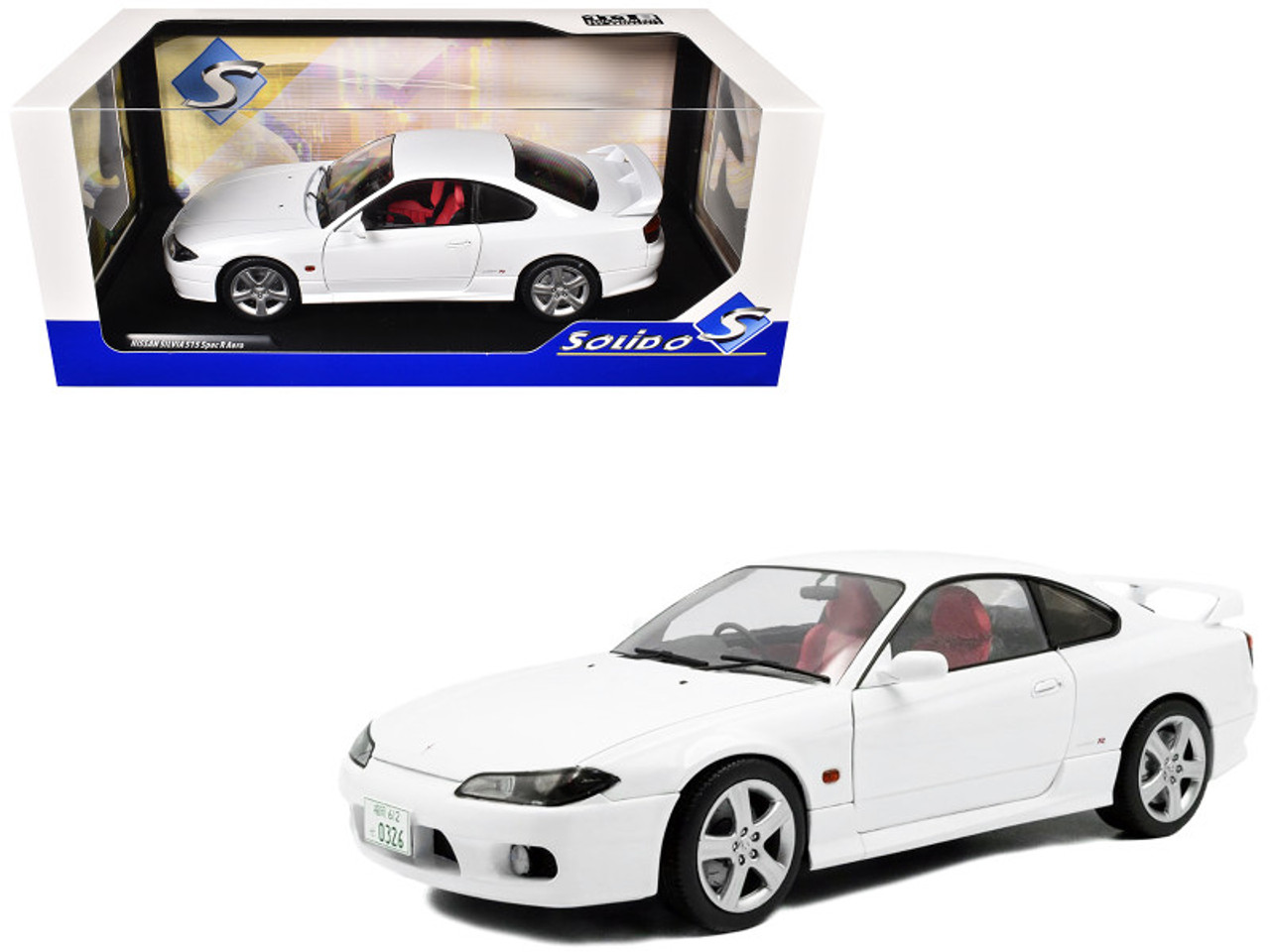 1/18 Solido 1999 Nissan Silvia S15 Spec-R Aero Aspen White Diecast Car Model 1/18 Solido 1999 Nissan Silvia S15 Spec-R Aero Aspen White Diecast Car Model