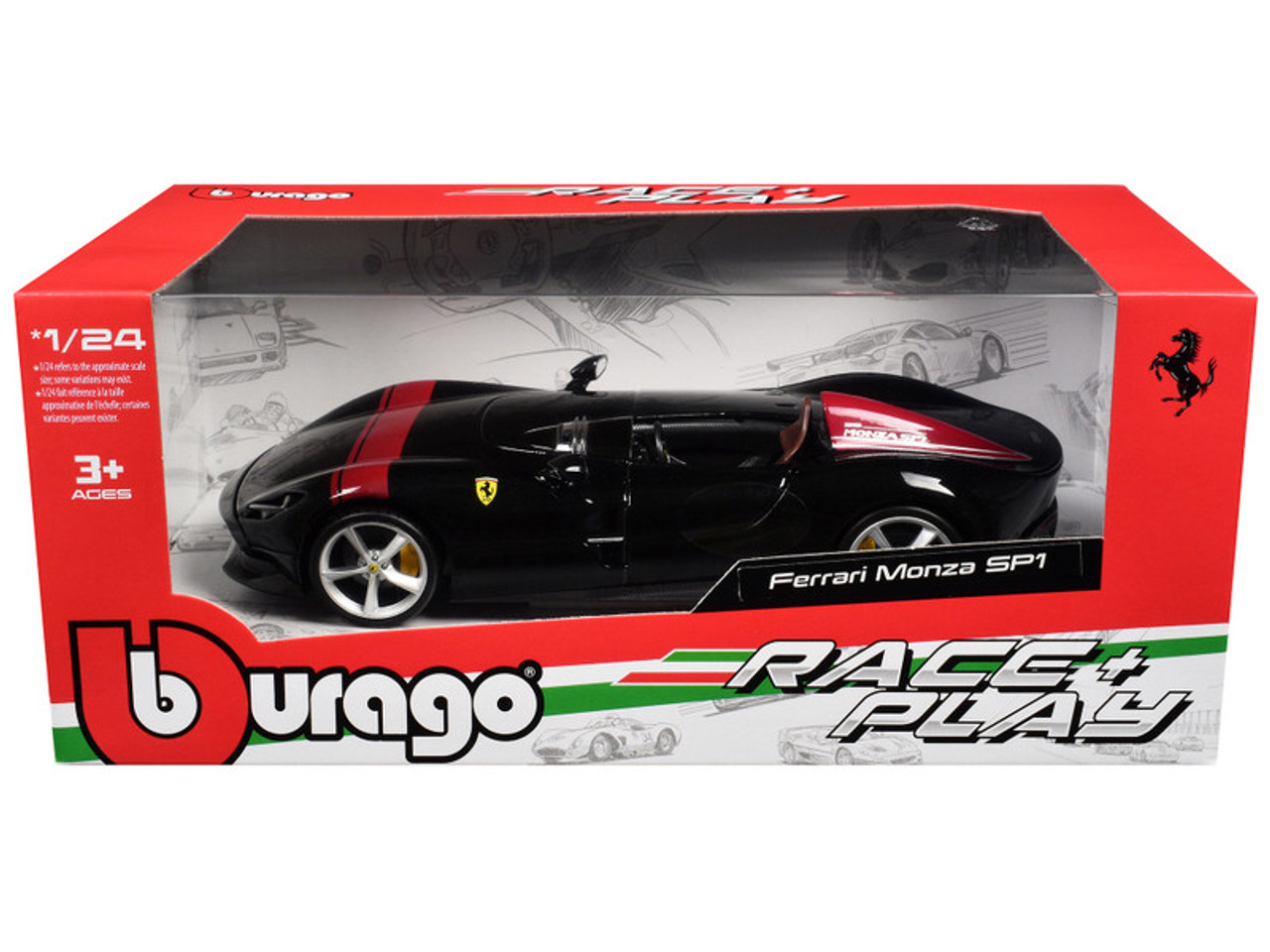 Ferrari Monza SP1 Black Metallic with Red Stripes 