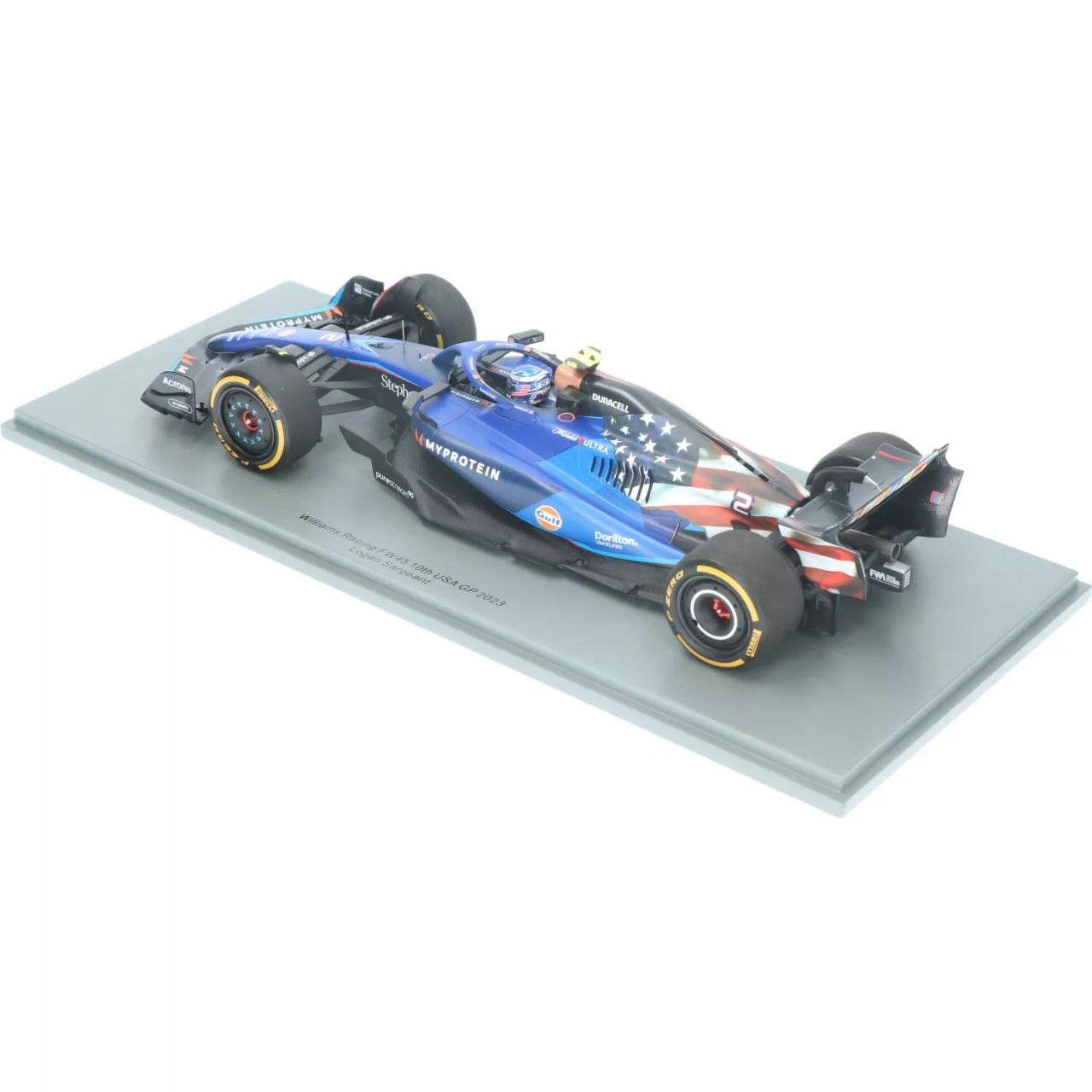 1/18 Spark 2023 Formula 1 Logan Sargeant Williams FW45 #2 10th Place USA GP Car Model