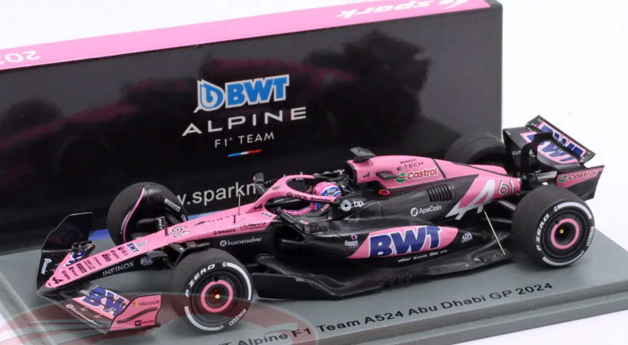 1/43 Spark 2024 Formula 1 BWT Alpine F1 Team A524 #61 Abu Dhabi GP Jack Doohan Car Model 1/43 Spark 2024 Formula 1 BWT Alpine F1 Team A524 #61 Abu Dhabi GP Jack Doohan Car Model