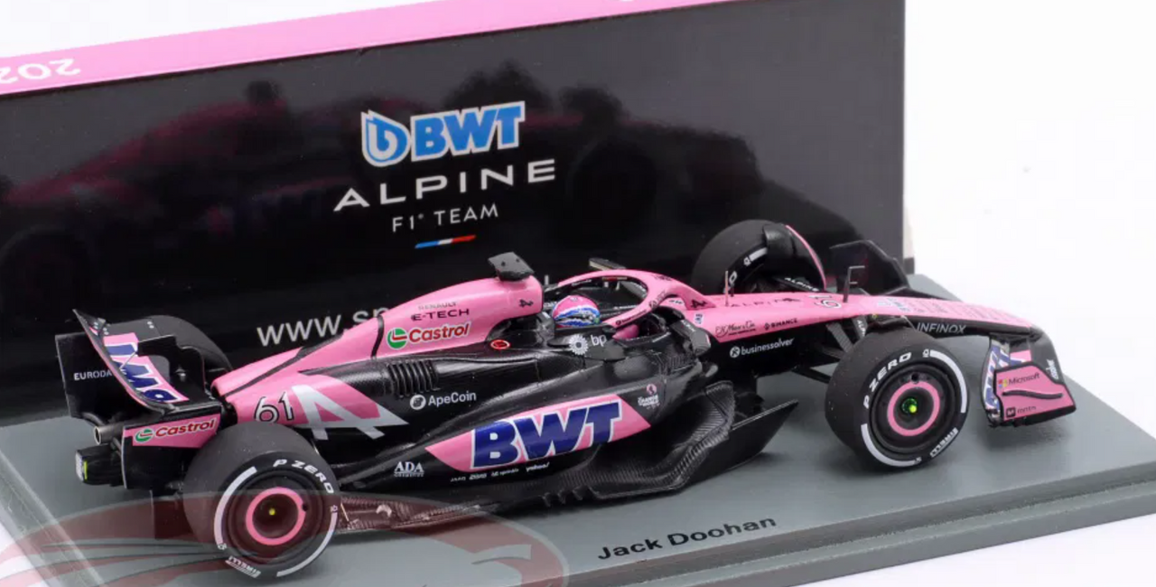 1/43 Spark 2024 Formula 1 BWT Alpine F1 Team A524 #61 Abu Dhabi GP Jack Doohan Car Model 1/43 Spark 2024 Formula 1 BWT Alpine F1 Team A524 #61 Abu Dhabi GP Jack Doohan Car Model