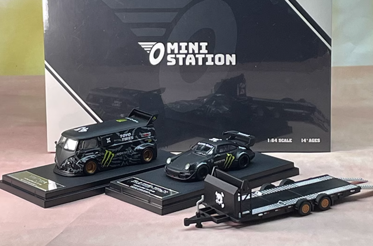 1/64 mini station T1 rwb 964 モンスター セット 1/64 Mini Station Volkswagen T1 Van Monster + Porsche RWB