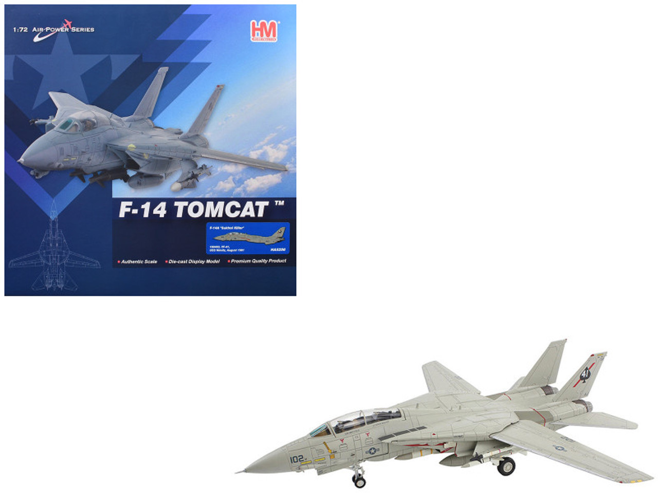Grumman F-14A Tomcat Fighter Aircraft "Sukhoi Killer VF-41 Black Aces USS Nimitz" (1981) United States Navy "Air Power Series" 1/72 Diecast Model by Hobby Master