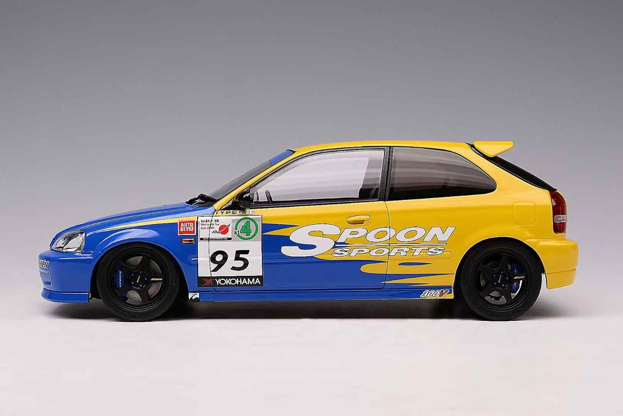 Modèle Diecast 1:64 Honda Civic Type R EK9 Yellow Spoon #95 - Résine - Nice Auto - Neuf - 2023