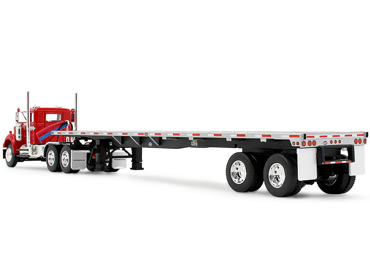 1/64 First Gear Western Star Day Cab (Viper Red) with 48’ Utility Flatbed Trailer Diecast Car Model