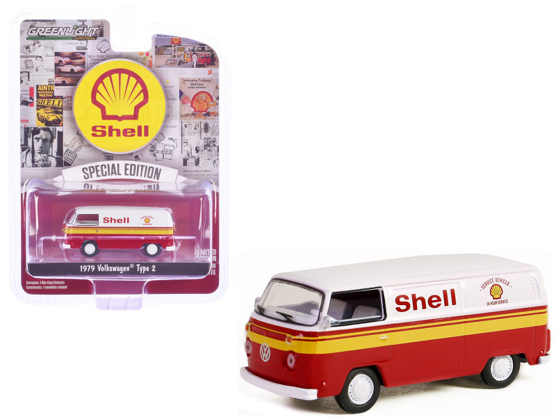 1979 Volkswagen Type 2 Panel Van White and Red with Yellow Stripes