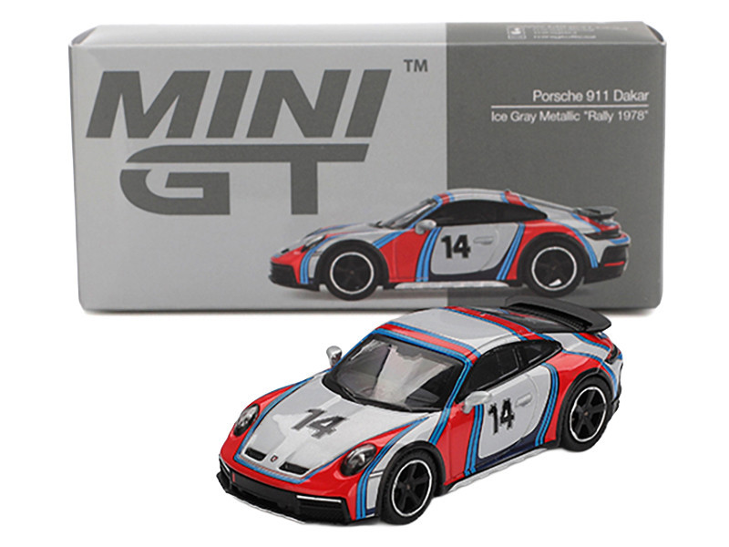 1/64 Mini GT Porsche 911 992 Dakar (Ice Grey Metallic) #14 Diecast