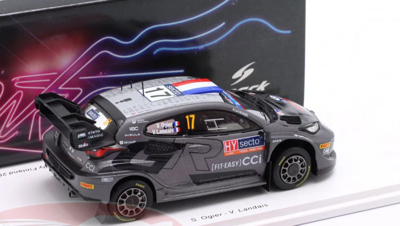 1/43 Spark TOYOTA GR Yaris Rally1 HYBRID No.17 TOYOTA GAZOO Racing WRT Winner Rally Finland 2024 S. Ogier - V. Landais Car Model