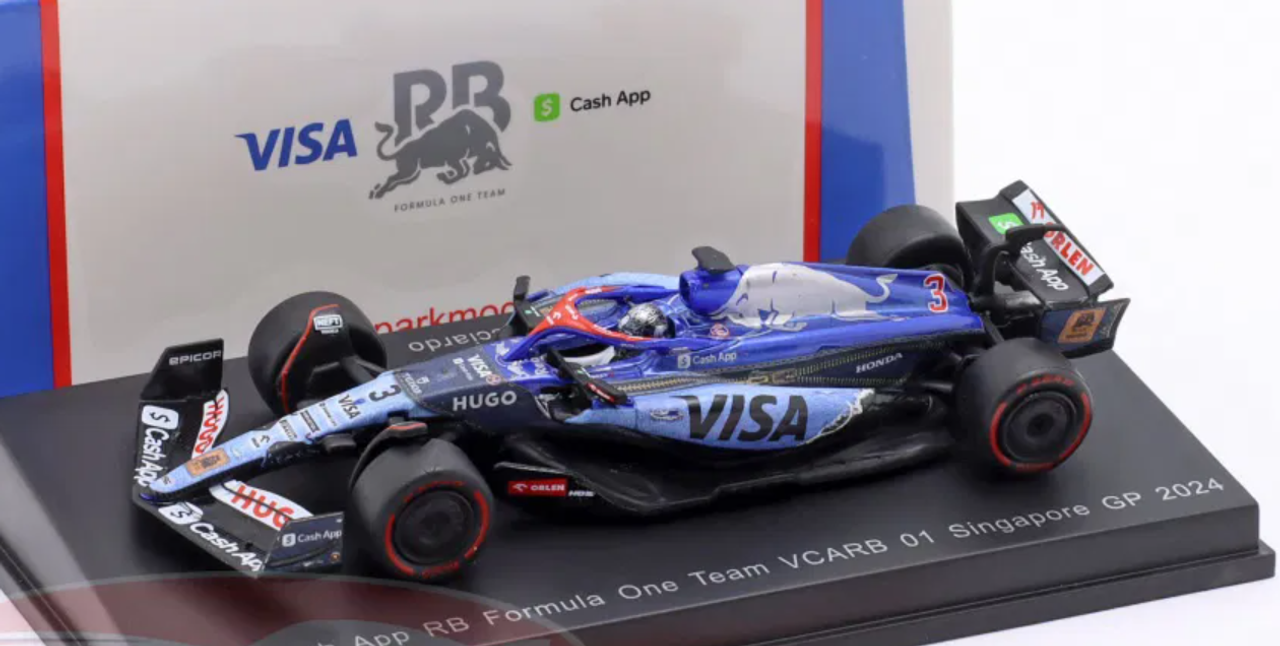 1/64 Spark 2024 Formula 1 Visa Cash App RB Formula One Team VCARB 01 #3 Singapore GP 2024 Daniel Ricciardo "Last Race" Car Model