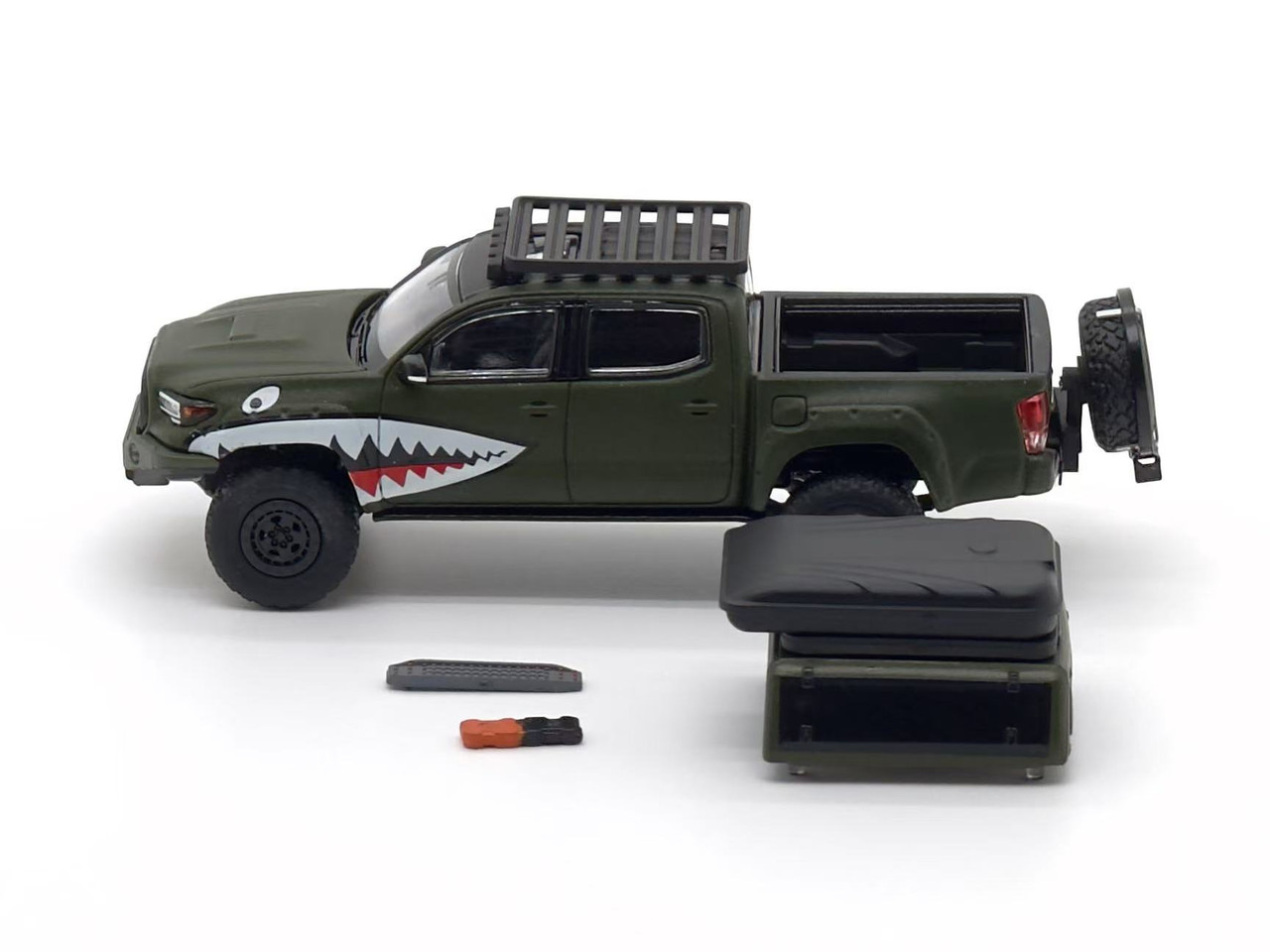 1/64 Unique Model Toyota Tacoma Shark Mouth (Dark Green) Diecast