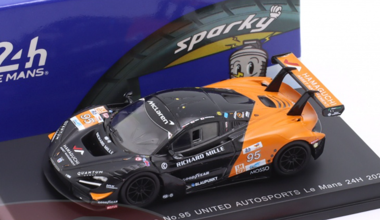 1/64 Spark McLaren 720S GT3 Evo No.95 UNITED AUTOSPORTS Le Mans 24H 2024 M. Sato - H. Hamaguchi - N. Pino Car Model