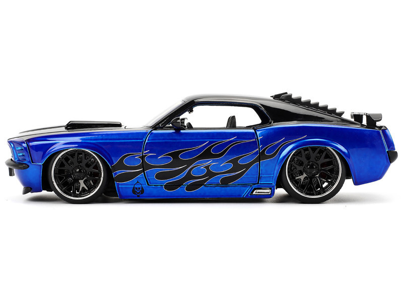 1970 Ford Mustang Boss 429 Black and Blue Metallic with Flames