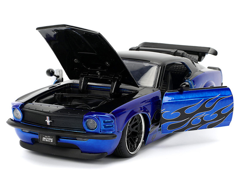 1970 Ford Mustang Boss 429 Black and Blue Metallic with Flames