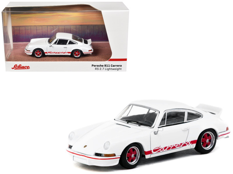 1/64 Tarmac Works Porsche 911 Carrera RS 2.7 Lightweight (White & Red) Diecast Car Model