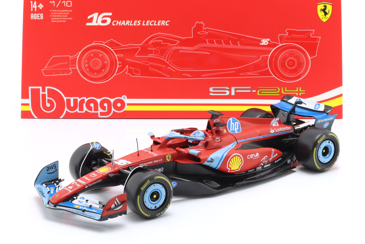 1/18 BBurago 2024 Formula 1 Charles Leclerc Ferrari SF-24 #16 3rd