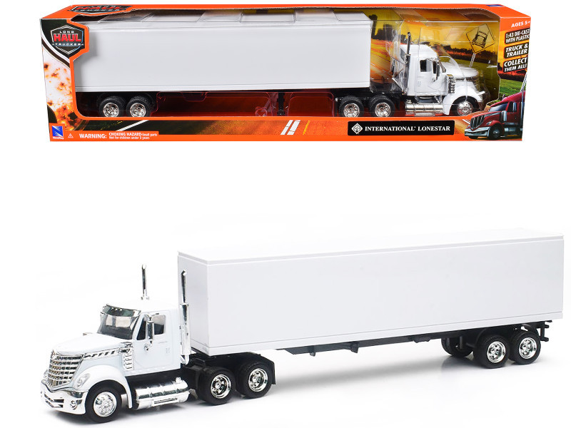 International LoneStar Truck with Dry Goods Trailer White 