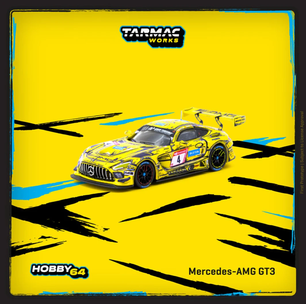 1/64 Tarmac Works Mercedes-AMG GT3 #4 Nurburgring 24H 2023 Diecast Car Model