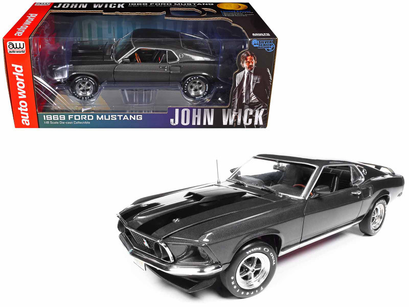 1/18 Auto World 1969 Ford Mustang (Dark Grey Metallic with Black