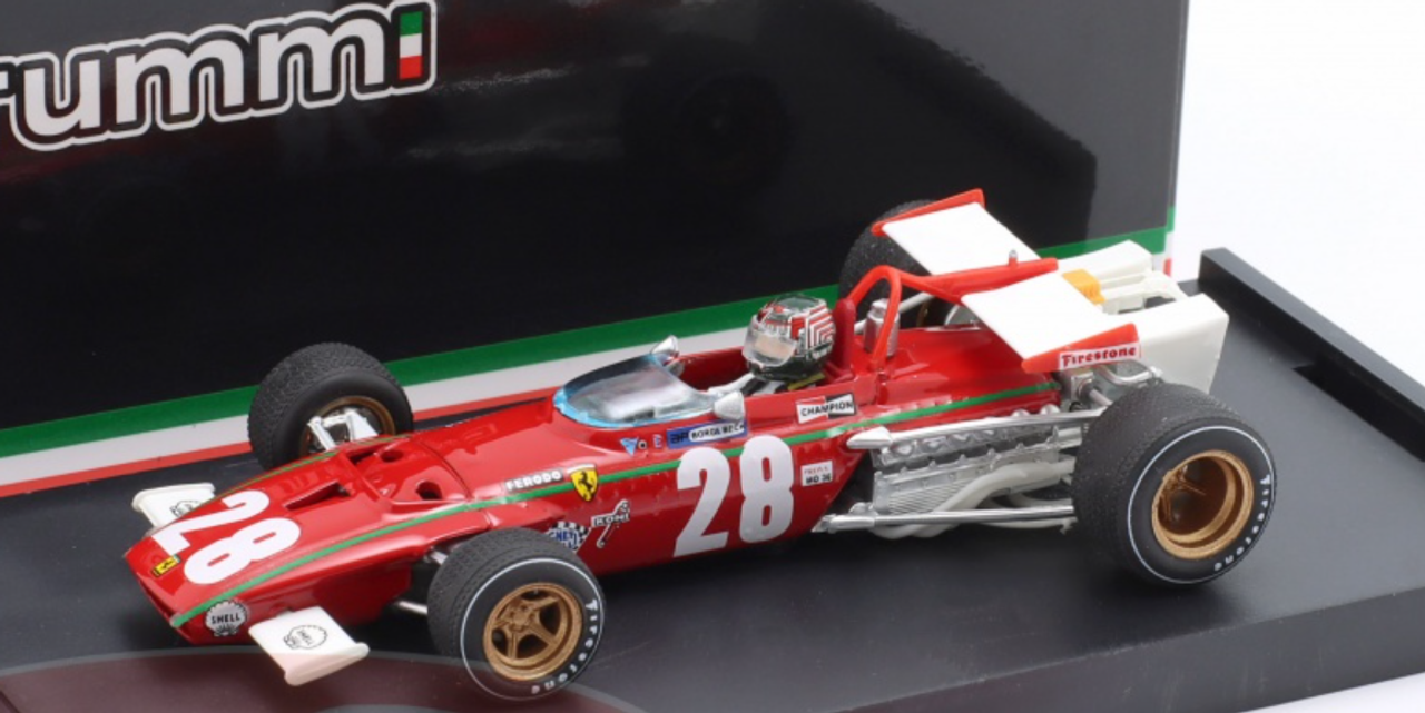 1/43 Brumm 1970 Formula 1 Ignazio Giunti Ferrari 312B #28 4th Belgium GP Car Model with Driver Figure 1/43 Brumm 1970 Formula 1 Ignazio Giunti Ferrari 312B #28 4th Belgium GP Car Model with Driver Figure